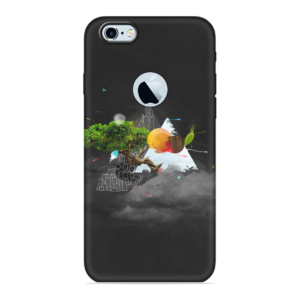 iPhone 6 (Logo Cut) Cover with Black Mountain Print