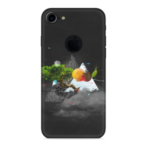 iPhone 7 (Logo Cut) Cover with Black Mountain Print