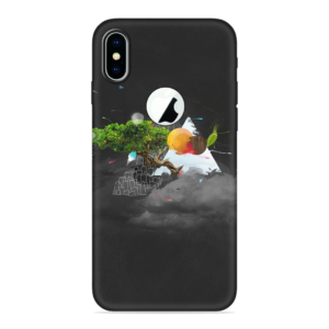 iPhone XS Max (Logo Cut) Cover with Black Mountain Print