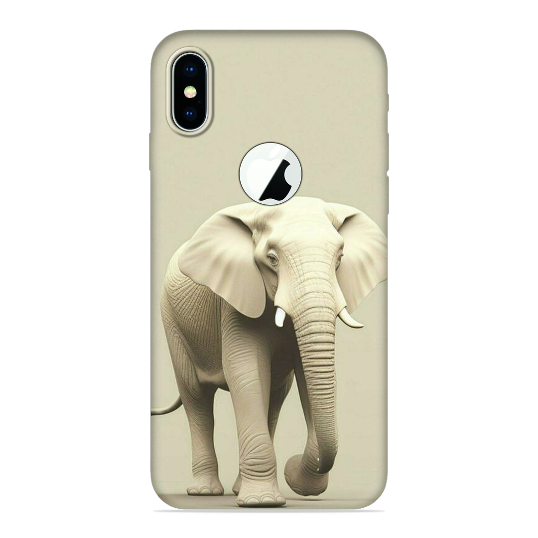 iPhone X (Logo Cut) with Majestic Elephant Print