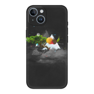 iPhone 14 Plus Cover with Black Mountain Print