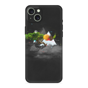 iPhone 15 Plus Cover with Black Mountain Print
